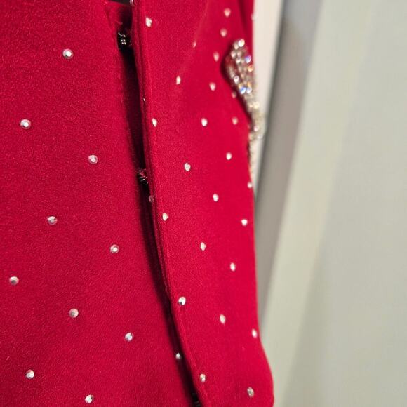 Valentine Fashion LA Red rhinestone embellished Jacket & mini Skirt Blingy - Picture 7 of 14